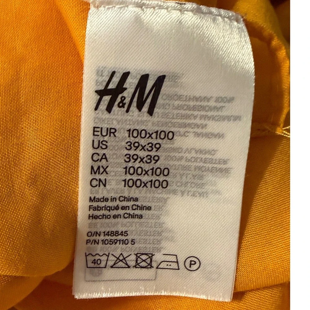 H&M Mustard Yellow Square Scarf Lightweight Solid Semi-Sheer Fall Chic 115-28